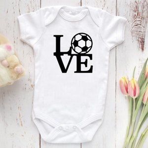 I love soccer baby onesie